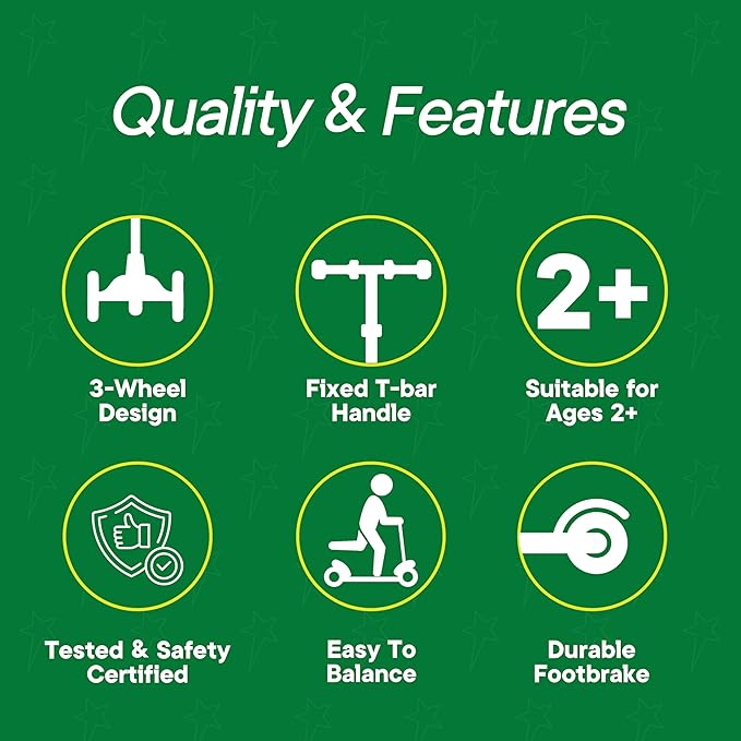 3 Wheel Scooter for Kids, Smooth Light Up LED Front Wheels, Wide Anti Slip Deck, Rear Foot Brake, Easy Lean to Steer Maneuvering, Indoor & Outdoor Ride On Toys for Ages 2 Up,