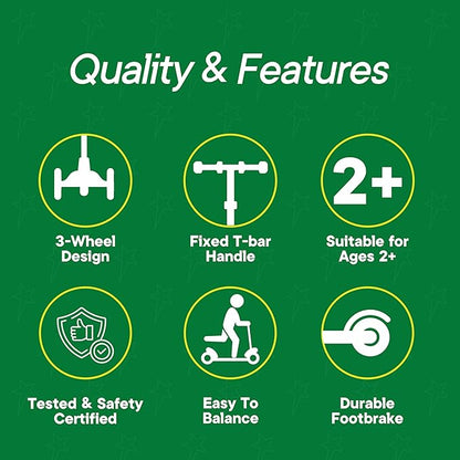 3 Wheel Scooter for Kids, Smooth Light Up LED Front Wheels, Wide Anti Slip Deck, Rear Foot Brake, Easy Lean to Steer Maneuvering, Indoor & Outdoor Ride On Toys for Ages 2 Up,