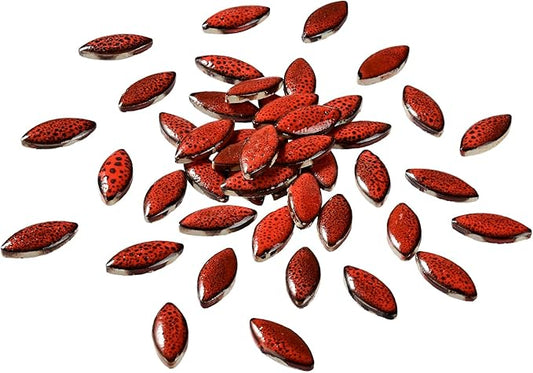 Red Petal Ceramic Tiles Mosaic Tiles, Bulk Ceramic Mosaic Pieces Stepping Stone Crafts Making Supplies for Home Outdoor Floor Vase Tabletop Decoration - 70pcs