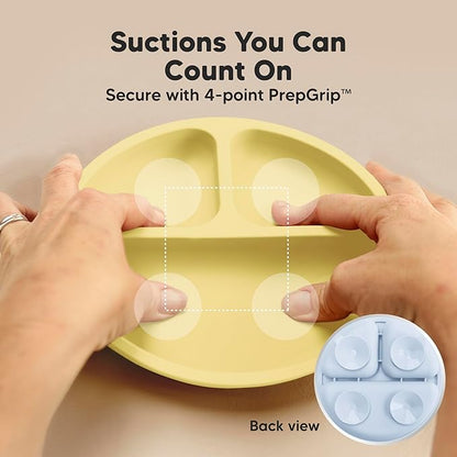 KeaBabies Suction Plates with Lids for Baby - 3-Pack 100% Silicone Suction Plates for Baby, Kids,Toddler Plates,Divided Baby Plates with Suction,Lids, BPA-Free, Microwave, Dishwasher Safe (Popsicle)