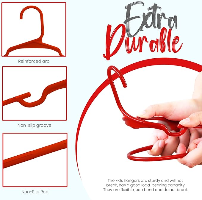 Utopia Home 60 Pack Kids Hangers - 11.5 Inch Plastic Baby Hangers for Closet - Childrens Hanger for Clothes & Infant Hanger for Closet - Ideal for Everyday Standard Use (Red)