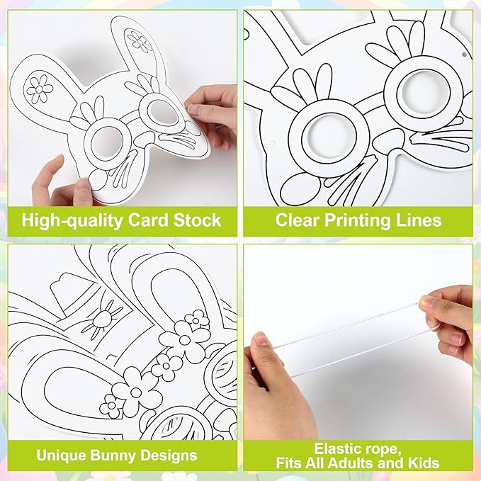 36 Set Easter Mask Crafts Bunny Coloring Masks Easter Activities DIY Arts and Crafts Spring Bunny Games Blank Masquerade Mask Animal Paper Rabbit Mask For Birthday Party School Classroom Home Favor