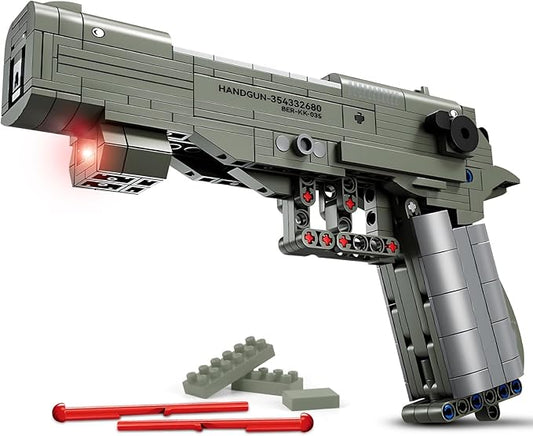 Finger Rock Gun Building Blocks Sets, 1:1 Simulation Shooting Toy M92F Pistol Model Building Kit, Rifle Weapon Collectible Gift for Military Enthusiasts, Adults Kids 14+ (360 pcs)