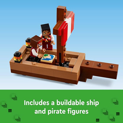 LEGO Minecraft The Pirate Ship Voyage, Boat Toy Playset for Kids with Squid, Camel and Pirate Figures, Pirate Toy Building Set for Action Role-Play, Minecraft Gift for 8 Year Old Boys and Girls, 21259