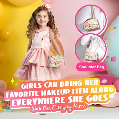 Kids Real Makeup Kit for Little Girls - Real, Non Toxic, Washable Make Up Toy - Toys Gift for 3 4 5 6 7 8 9 10 12 Years Old Girls Birthday
