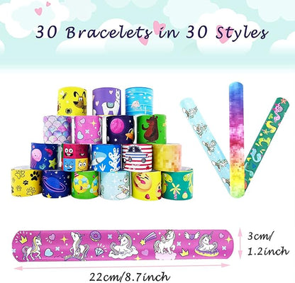 Viicoor Slap Bracelets for Kids 30 PCS Wristbands Snap Bracelet Bulk Gadget Gifts Prizes Students
