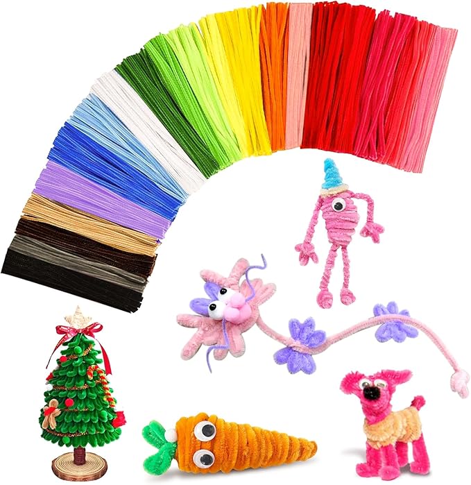 VZF Pipe Cleaners,Pipe Cleaners Craft Supplies,200PCS Pipe Cleaners Bulk for DIY Arts Crafts Bedroom Decor,Chenille Stems Easter Gifts for Kids,limpia Pipas,Toys for Ages 5-7,Sensory Toys