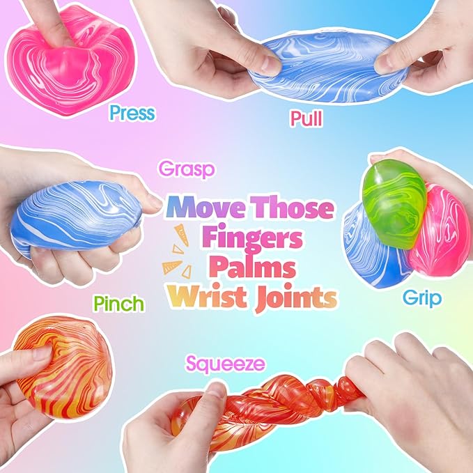 16 Pcs Fidget Stress Cube Bulk Ice Cube Stress Ball Anxiety Relief Soft Squeeze Sensory Ball for Party Favors Prizes Goodie Bag Stuffers (Pink,Blue,Green,Orange)