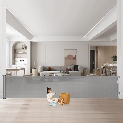 178 Inch Retractable Baby Gates Extra Wide Gates for Dogs Indoor Outdoor Large Baby Gate for Super Wide Openings Dog Gates for The House Extra Wide Long Baby Gate for Doorways Retractable Pet Gate
