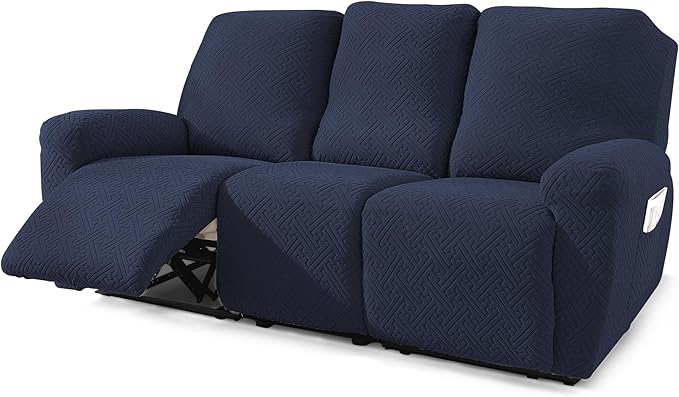 NORTHERN BROTHERS Stretchy Recliner Sofa Covers 3 Seater, Couch Cover Recliner Sofa 3 Cushions, Sofa Recliner Covers, Dark Blue