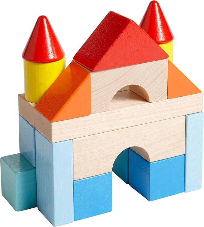 HABA Colored Wooden Building Blocks - 46 Piece Set of Wooden Toys, Stacking Toys for Toddlers 1-3 Ideal Open Ended Toys, Made in Germany