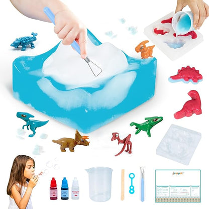 3 in 1 Dinosaur Soap Making Craft Kit Kids Toy, STEM Art and Craft Science Toy for Toddler, Dig Soap with Silicone Mold,Fragrances, Best Educational Craft Activity, Birthday Easter Gift for Girl Boy