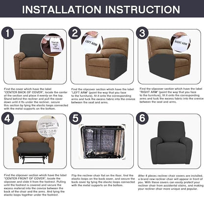 NILUOH Recliner Covers 4-Pieces Stretch Lazy Boy Recliner Chair Covers with Pocket Floral Pattern Reclining Slipcovers Soft Sofa Slipcover Furniture Protector for Pets Kids (Recliner, Pattern 34)