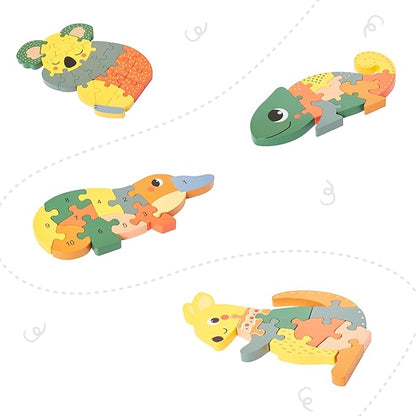 Childlike Behavior Wooden Puzzles for Toddlers 1-3 - Baby Puzzles - Multi Wood Animals Puzzle for Children - Educational Trolls Puzzles - Kid Kraft Wooden Animal Puzzle for Learning