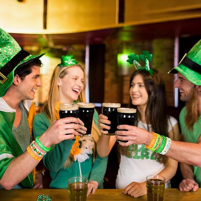 NEBURORA 72 Pcs St. Patrick's Day Rubber Bracelets Green Lucky Shamrock Silicone Wristbands for St Patricks Day Accessories Party Decoration Favors