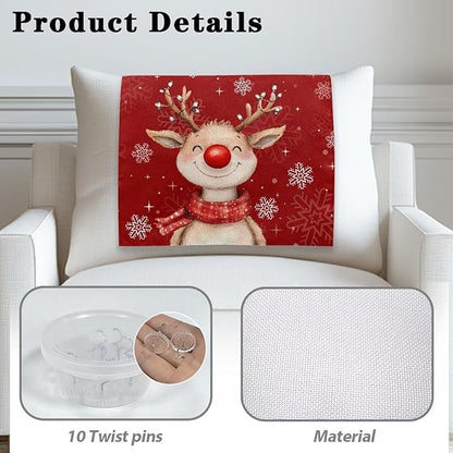 Christmas Decor Reindeer Recliner Headrest Protector Soft Couch Headrest Covers Wrinkle Resistant Recliner Backrest Cover Furniture Protector for Home Couch Loveseats Decoration