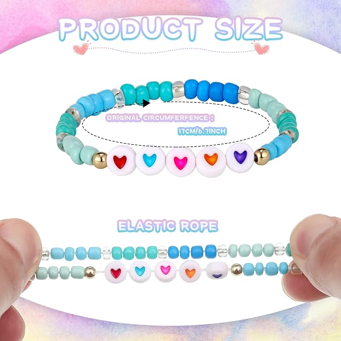 Bonuci 12 Pcs Kids Motivational Friendship Bracelets Letter Beads Bracelets for Girls Toddler Bracelets Gifts Bulk for Girls Kids