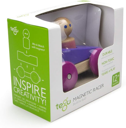 3 Piece Tegu Magnetic Racer Building Block Set, Purple