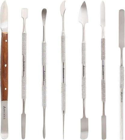 ABECIOUS Wax Carving Tools Set (7Pcs), Metal Clay Sculpting Tools, Stainless Steel Double Ended Premium Dab Tool for Carving, Modeling, Sculpting and Shaping