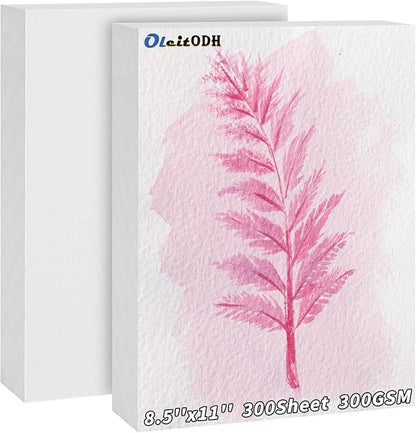 300 Sheets Cotton Watercolor Paper Bulk -140LB/300GSM Art Paper-8.5 x 11 inch Painting & Craft Paper, Finger Paints, Watercolor, Tempera, Drawing, Art Room & Home School Crafts