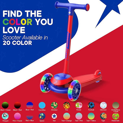3 Wheel Scooter for Kids, Smooth Light Up LED Front Wheels, Wide Anti Slip Deck, Rear Foot Brake, Easy Lean to Steer Maneuvering, Indoor & Outdoor Ride On Toys for Ages 2 Up,