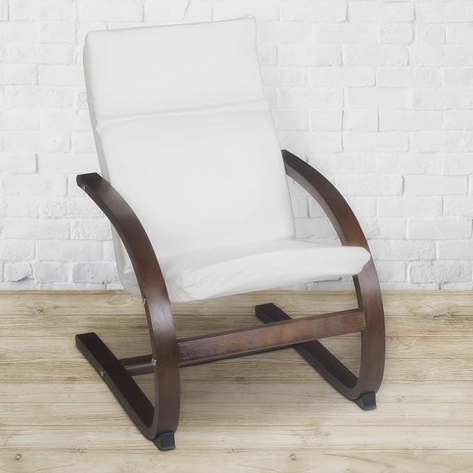 Niche Mia Bentwood Childrens Reclining, Lounge, Rocking Chair- Mocha Walnut/ Beige