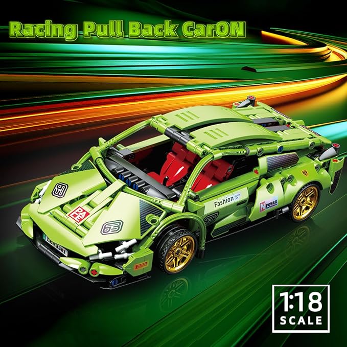 586 Piece Sports Car Model Building Kit for Kids,Teens and Adults,MOC 1:18 Racing Pull Back Car Model Building Set,STEM Educational Building Toy Car,Christmas Birthday Gift for Boy Girl Age 6+