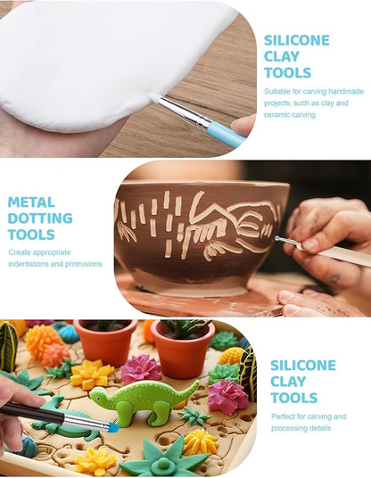 20Pcs Clay Sculpting Tools Kit, Ceramic Clay Ball Stylus Dot Painting Tools, Air Dry Clay Tools Set for Carving, Dotting, Embossing, Shaping, Molding, Pottery Crafts, Nail Art, Rhinestone, Rock
