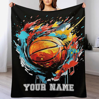 Custom Basketball Blanket - Soft Flannel Sports Basketball Blankets for Girls Boys Kids Basketball Lovers - Warm Basketball Throw Blankets for All Season Lap, Chair, Sofa - 50"x40"