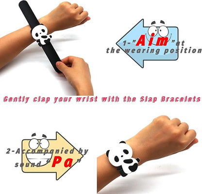 Panda Slap Bracelets for Kids Party Favors-Panda Theme Birthday Decorations(6pack) for Boys&Girls Panda Theme Party Supplies Carnival Prizes Classroom Exchanging Gifts