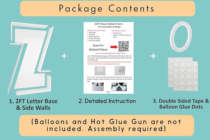 2FT Letter Z Mosaic Balloon Frame Letter DIY Fillable Letters Kit for Birthday Party Wedding Backdrop Decor