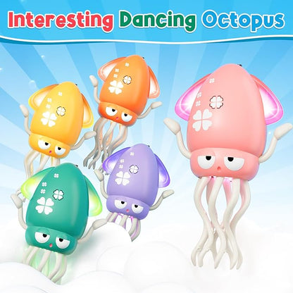Dancing Squid Baby Girls Toy, Infant Tummy Time Toys for 3-6 Months, Interactive Crawling Octopus with Music and Light for 6-12, 12-18 Learning Walking Toy for Toddlers 1 Year Old Birthday Gifts