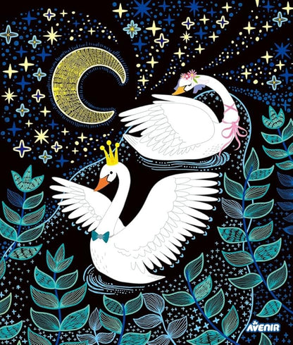 Avenir 6301434 Craft Set Luminous Scratching Pictures, DIY Light Box with Scratching Templates, Creative Set for Children from 6 Years, Scratching Art, Decoration