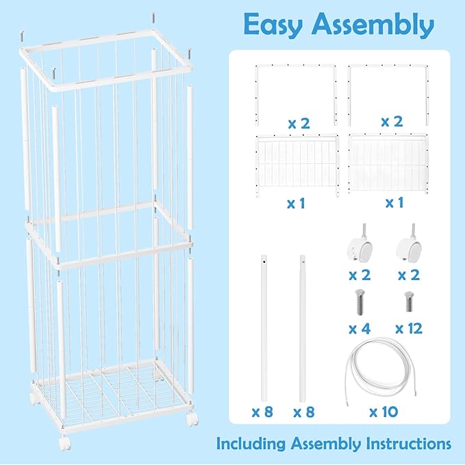 Fixwal Stuffed Animal Storage Zoo Metal Tube Extra Large Plushies Storage Stuffed Animals Holder Kids Toy Organizers and Storage with Elastic Band and Net for Playroom Bedroom White 61 x 23.6 x 16.5