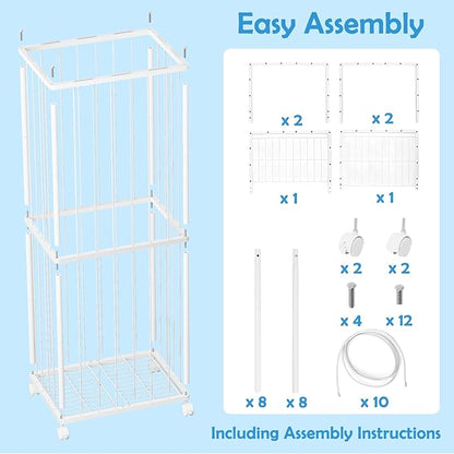 Fixwal Stuffed Animal Storage Zoo Metal Tube Extra Large Plushies Storage Stuffed Animals Holder Kids Toy Organizers and Storage with Elastic Band and Net for Playroom Bedroom White 61 x 23.6 x 16.5