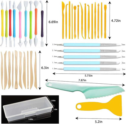 Y9A5N0K3O Clay Tools Kit,41pcs,Plastic Polymer Clay Sculpting Tools Kit for Kids Adults,Pottery Craft,Embossing,Shaping,Sculpting,Modeling