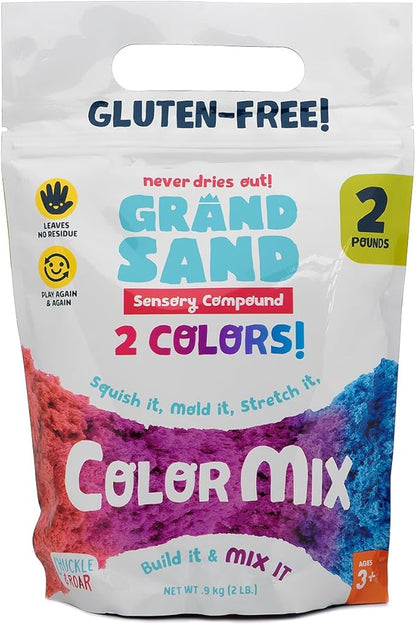 Chuckle & Roar - Grand Sand Color Mix - Tactile Construction Sand - Educational Fun for Preschoolers - Fidget Arts and Crafts for Toddlers - Never Dries - Ages 3 and Up