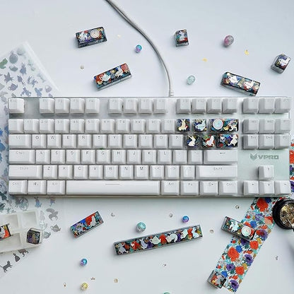 Keycaps Epoxy Resin Casting Molds Set for Mechanical Gaming Keyboard Polymer Clay Crafts 7 Silicone Trays with Key Puller