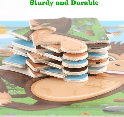 NASHRIO Wooden Puzzles for Toddlers 2-5 Years Old(Set of 6), 9 Pieces Preschool Educational and Learning Animal Jigsaw Puzzle Toy Gift Set for Boys and Girls