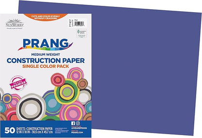Prang (Formerly SunWorks) Construction Paper, Blue, 12" x 18", 50 Sheets