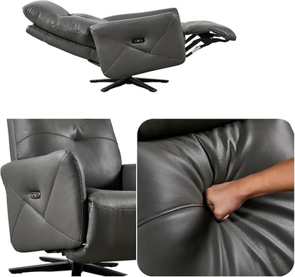 Recliner Chairs for Adults, Living Room Chair with Adjustable Headrest, Euro Contemporary Style Bedroom Chair with Dual Motor, Sofa Chair with USB Charge Port, Dark Brown