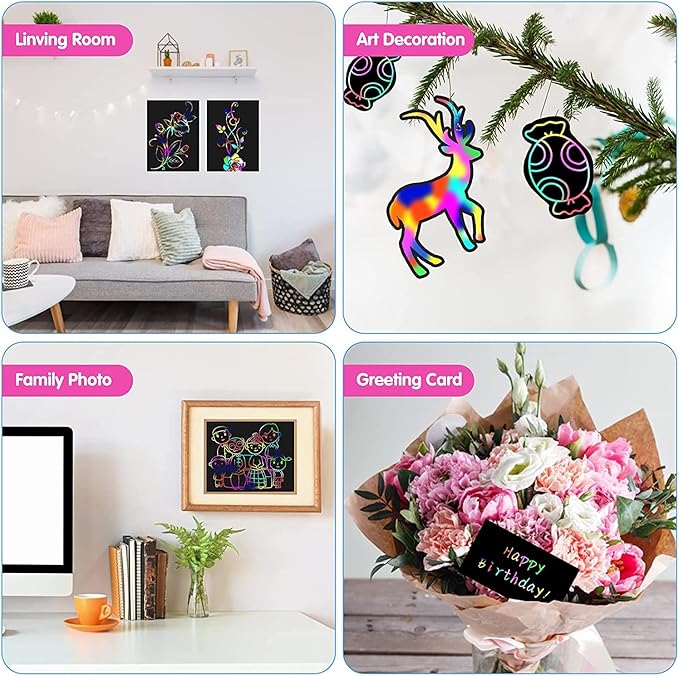 Smasiagon Scratch Paper Art Set for Kids: 2 Pack Scratch Off Arts Crafts Valentine's Day Gifts for Kids Ages 3-12 Girls Boys Birthday Christmas Party Favor Games Easter Basket Stuffers DIY Activity