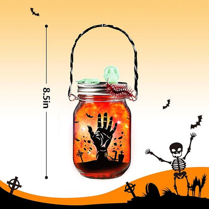 Shemira Halloween Craft Kit for Kids, 8 pcs Glass Mason Jar with Accessories for DIY Lantern Jar, Halloween Art & Craft Party Supplies, Halloween Art Activities,Halloween Craft and Art Party Supplies