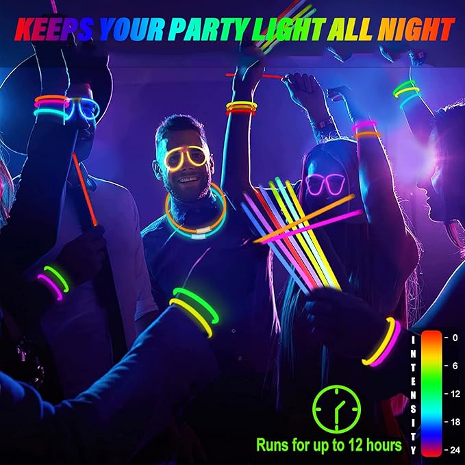 BUDI 500Pcs Glow Sticks Party Favors for Kids Adults GlowStick Bulk 8 Colors 8 Inch for Glow Necklace Bracelets Glasses Glow in the Dark Party Favor Halloween Party Decorations Halloween Party Favors