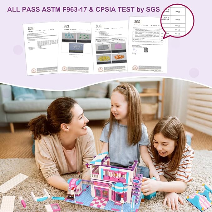 BRICK STORY Dream Girls Friends Shopping Mall Building Set 808 Pieces, with Supermarket and Restaurant Building Playset, 4 Mini Toy Figures, Girls Friends House Building Toys for Kids Age 6-12 8-14