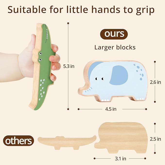 PairPear Wooden Stacking Toys for Toddlers Animals Stacking Blocks Balance Game for Preschoolers Montessori Sensory Toys with Large Blocks Educational Gift for Boys and Girls 18 Months+