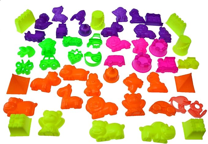50 Piece Deluxe Sand Molds Set - Safari Animals, Mini Castles and Geometric Shapes (Sand not Included) Any Molding Sand