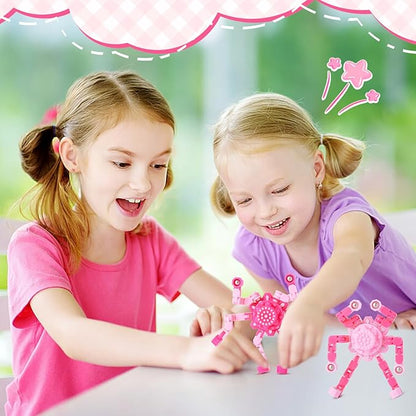 Transformable Fidget Spinners for Kids 8-12 and Adults Stress Relief Sensory Toys for Boys and Girls Fingertip Gyros for ADHD Autism for Kids (Fidget Toy- Rose)