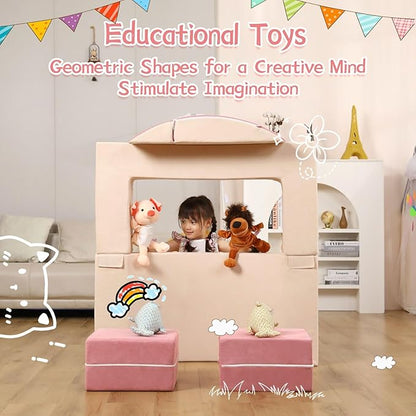 Kids Couch Toddler Couch, Modular Kids Play Couch with Recliner, Imaginative Kids Couch Sofa, Foam Play Couch for Creative Boys & Girls, Playroom Furniture Indoor