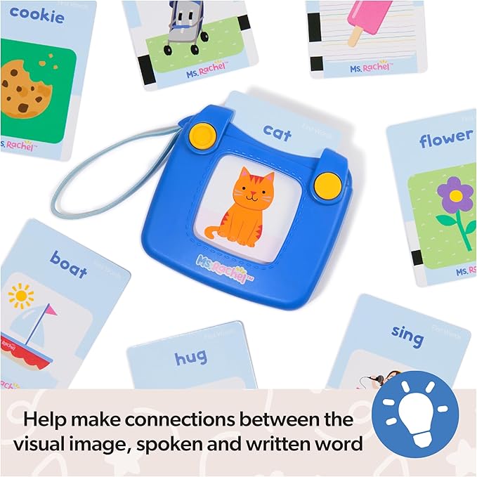 Ms. Rachel Official First Words Talking Flash Cards with Electronic Reader, 100 Words, Educational Toys & Toddler Toys for Girls & Boys Ages 1-2+